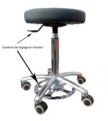 Tabouret à roulettes à réglage aux pieds